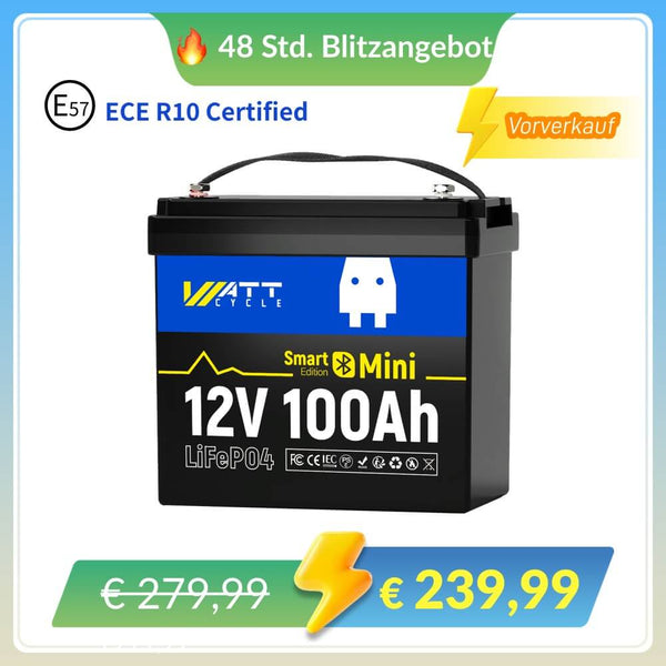 WattCycle 100Ah LiFePO4 12V Mini Smart Batterie im Blitzangebot