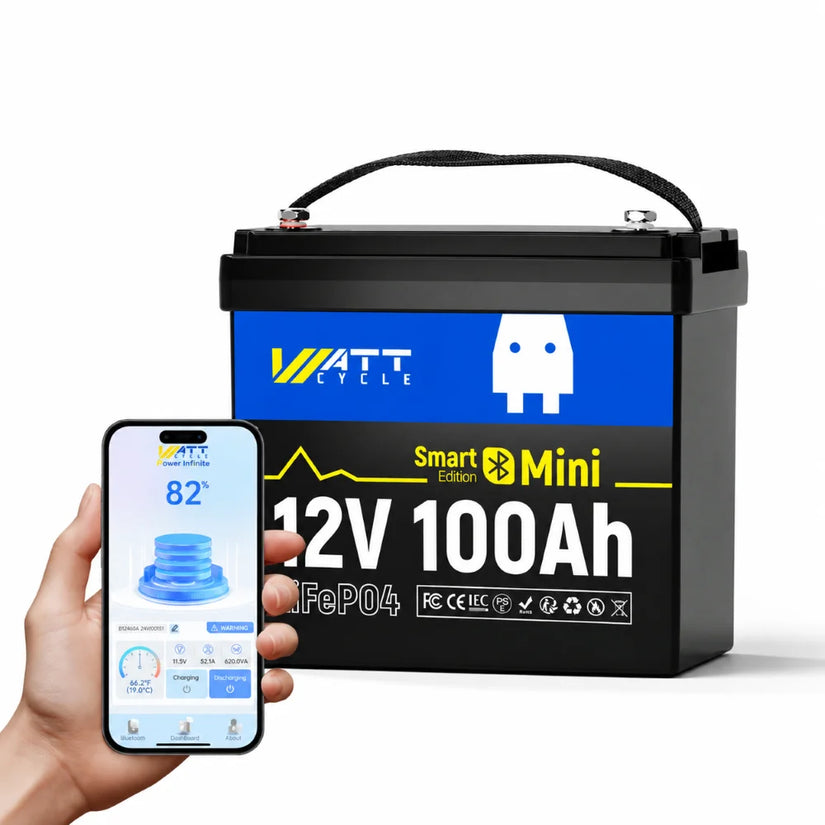 WattCycle 100Ah LiFePO4 12V Mini Smart Batterie mit Bluetooth Überwachung​