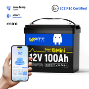 WattCycle 100Ah LiFePO4 12V Mini Smart Batterie mit Bluetooth Überwachung​ mit ECE R10 Zertifizierung