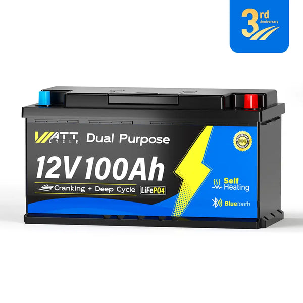 12V 100Ah Dual Purpose LiFePO4 Batterie mit Bluetooth und Heizung (1200 CCA & DIN H8, L5)