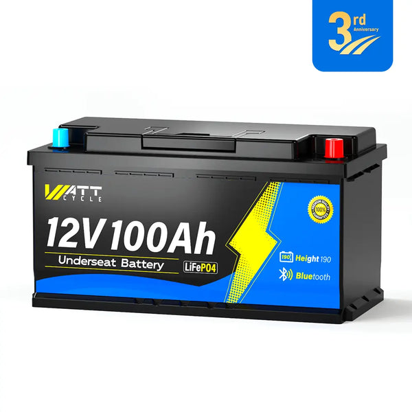 12V 100Ah Untersitz LiFePO4 Batterie mit Bluetooth (DIN H8, L5)