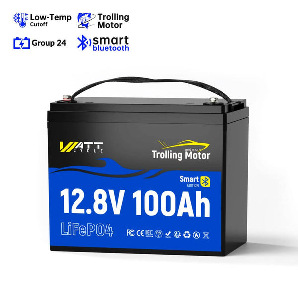 WattCycle 12V 100Ah Lithium Smart Batterie mit 120A BMS