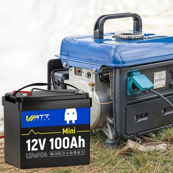 WattCycle 12V 100Ah Mini LiFePO4 Batterie mit DC Generator