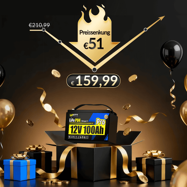 WattCycle 12V 100Ah Pro Lithium Batterie mit 110A BMS, LiFePO4 für Wohnmobile, Solar & Marine im Black Friday Angebot
