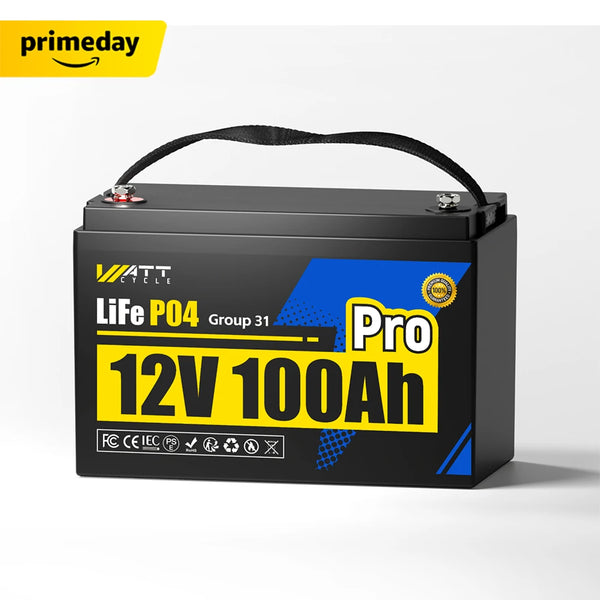 WattCycle 12V 100Ah Pro Lithium Batterie mit 110A BMS im Prime Big Deal Days Angebot