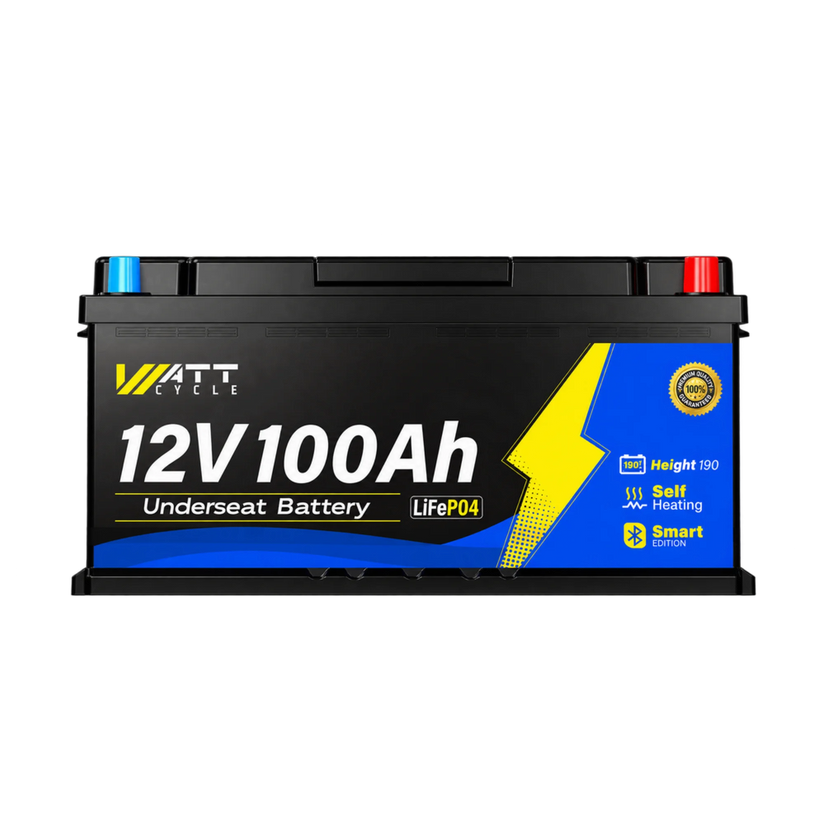 WattCycle 12V 100Ah Untersitz LiFePO4 Batterie mit Bluetooth und Heizung (DIN H8, L5)