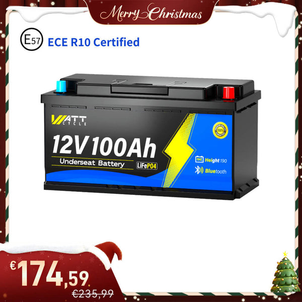 WattCycle 12V 100Ah Untersitz Lithium Batterie Wohnmobil mit Bluetooth im Weihnachtsangebot