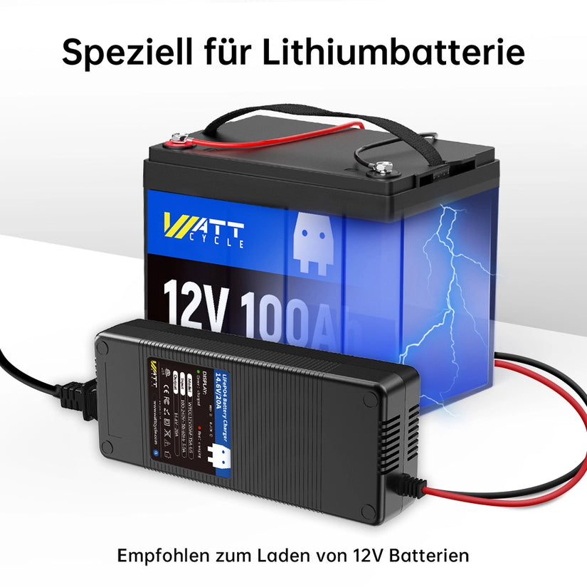 WattCycle 12V​ 20A Batterieladegerät speziell für 12V Batterien LiFePO4