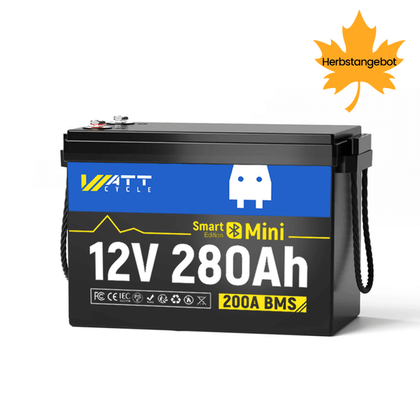 WattCycle 12V 280Ah Mini Solarbatterie mit Bluetooth im Herbstangebot