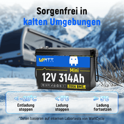 WattCycle 12V 314Ah Mini Lithium Batterie mit Tiefentladeschutz