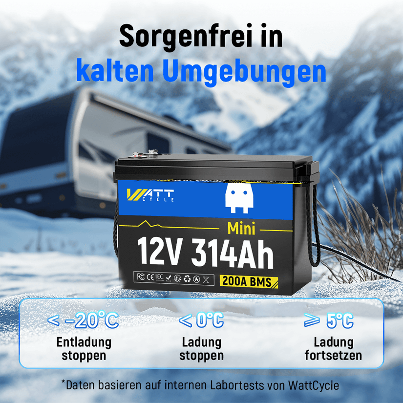 WattCycle 12V 314Ah Mini Lithium Batterie mit Tiefentladeschutz