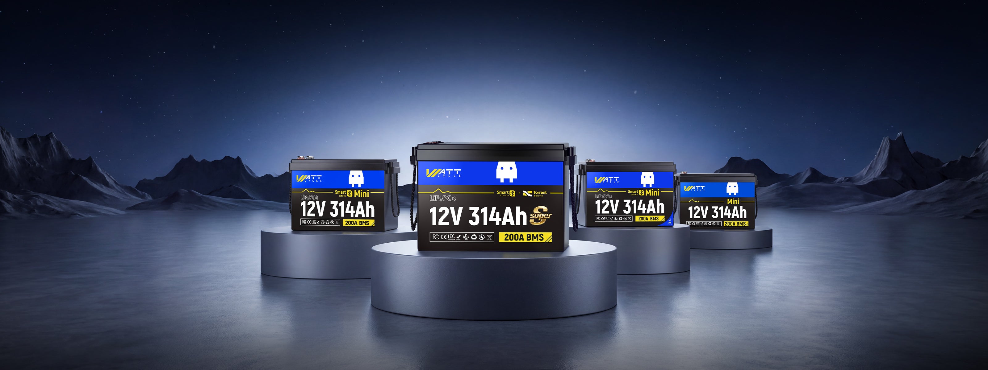 WattCycle 12V 314Ah Mini Super LiFePO4 Batterie mit Bluetooth & Active Balancer, LiFePO4 für Wohnmobile, Solar & Marine
