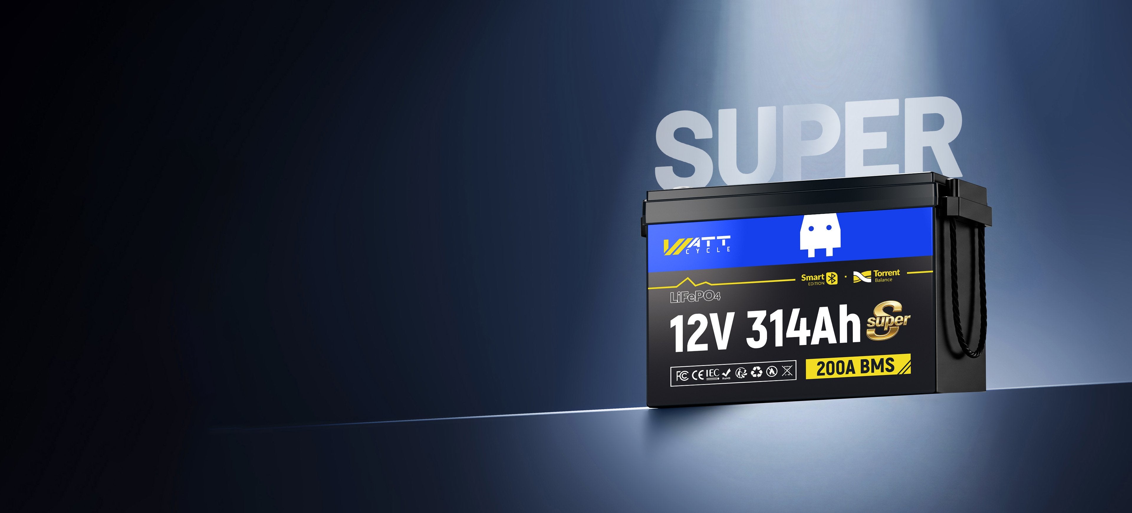 WattCycle 12V 314Ah Mini Super LiFePO4 Batterie | Bluetooth & aktiver Balancer