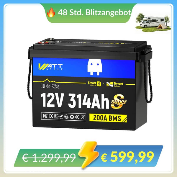 WattCycle 12V 314Ah Mini Super LiFePO4 Batterie im Blitzangebot