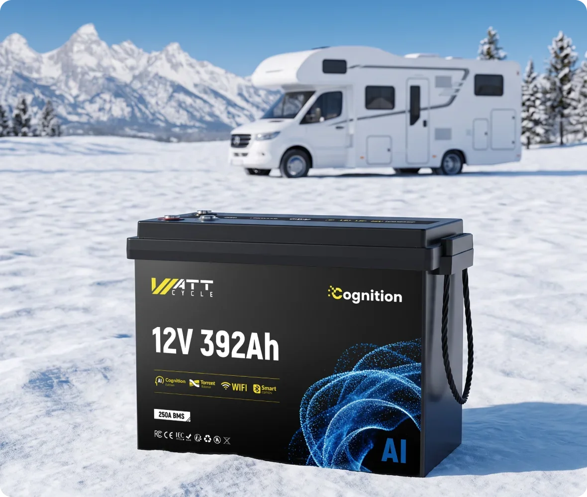 WattCycle 12V 392Ah LiFePO4 Batterie mit intelligentem BMS, WLAN und Bluetooth für Wohnmobile und autarke Stromversorgung