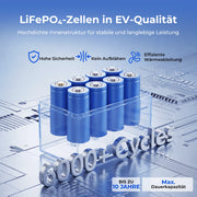 WattCycle 24V 50Ah LiFePO4 Batterie mit EV-Qualitätszellen und über 6000 Ladezyklen