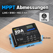 WattCycle 30A Solarladeregler MPPT 12V24V Solarregler Abmessungen
