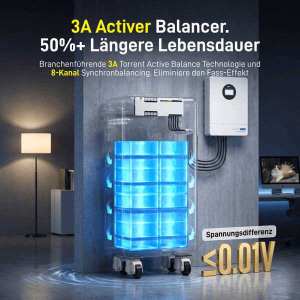 WattCycle 48V 314Ah 16kWh LiFePO4 Batteriespeicher mit 3A Active Balancer