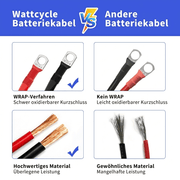 WattCycle 4AWG 30CM Batteriekabel vs. Andere Batteriekabel