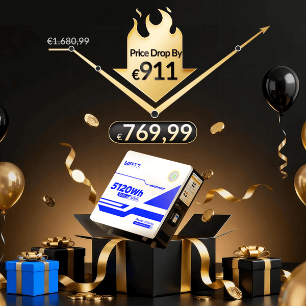 WattCycle 51,2V 100Ah 5kWh Wandmontage LiFePO4 Solarbatterie für PV mit €911 Preissenkung, €769,99 Ohne MwSt.