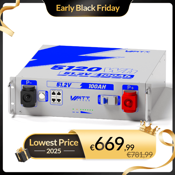 WattCycle 51,2V 100Ah LiFePO4 19 Zoll Rack Batterie mit 3U Größe für Solarenergiespeicher & USV im Black Friday Vorverkaufsangebot