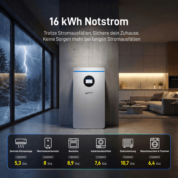 WattCycle 48V 314Ah 16kWh LiFePO4 Batteriespeicher mit 16kWh Energie