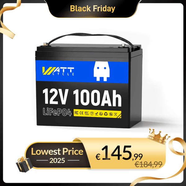 WattCycle LiFePO4 12V 100Ah Batterie, Beste Solarbatterie 12V​ im Black Friday Angebot