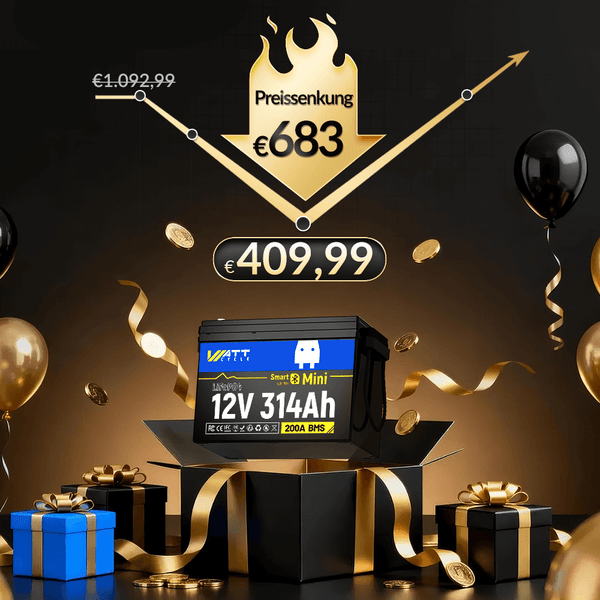 WattCycle LiFePO4 12V 314Ah Mini Lithium Batterie mit Bluetooth Überwachung im Black Friday Angebot