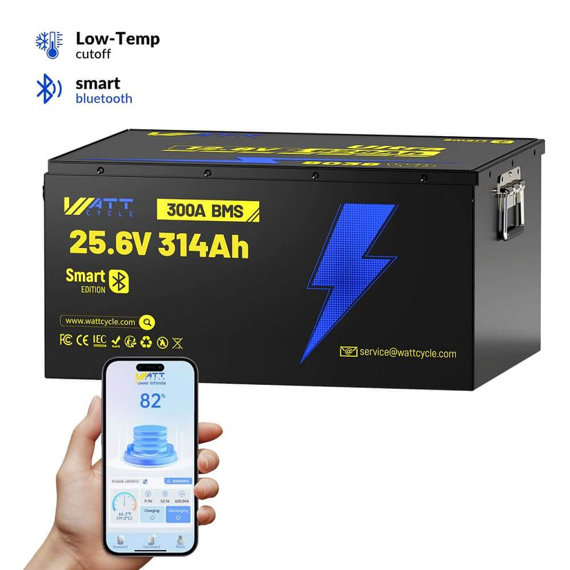 WattCycle LiFePO4 24V 314Ah Ultra Lithium Batterie mit 300A BMS & Bluetooth Überwachung