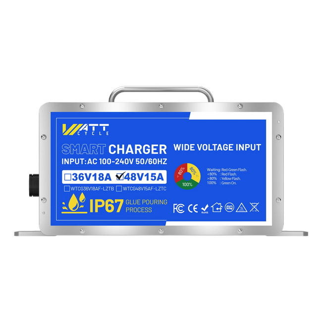 WattCycle LiFePO4 Batterieladegerät 48V 15A für LiFePO4 48V 50Ah bis 100Ah