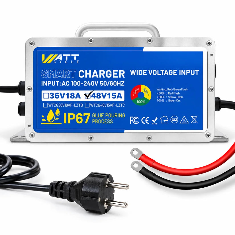 WattCycle LiFePO4 Batterieladegerät 48V 15A für LiFePO4 48V 50Ah bis 100Ah
