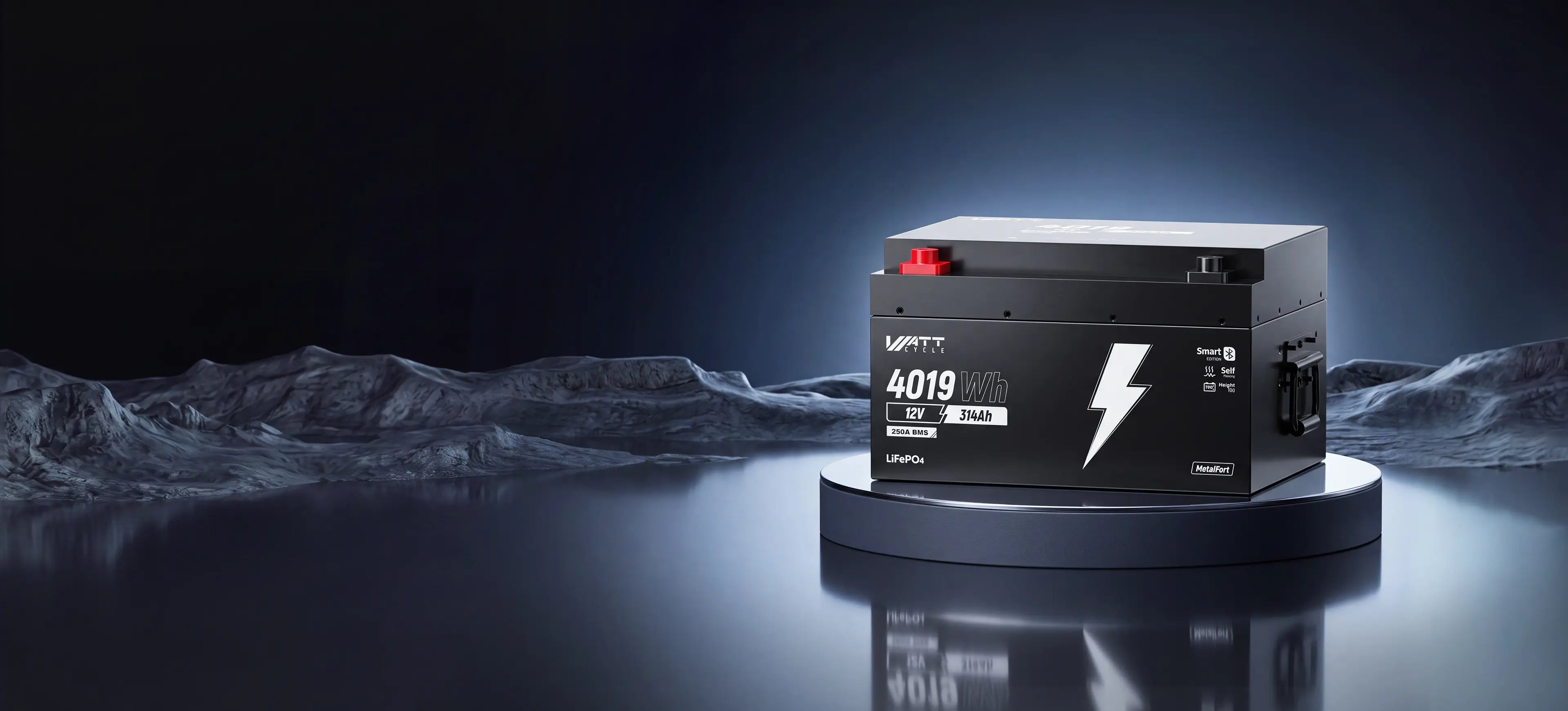 WattCycle LiFePO4 Untersitz Batterie 12V 314Ah, Fiat Ducato Batterie mit ECE R10 & Selbstheizung