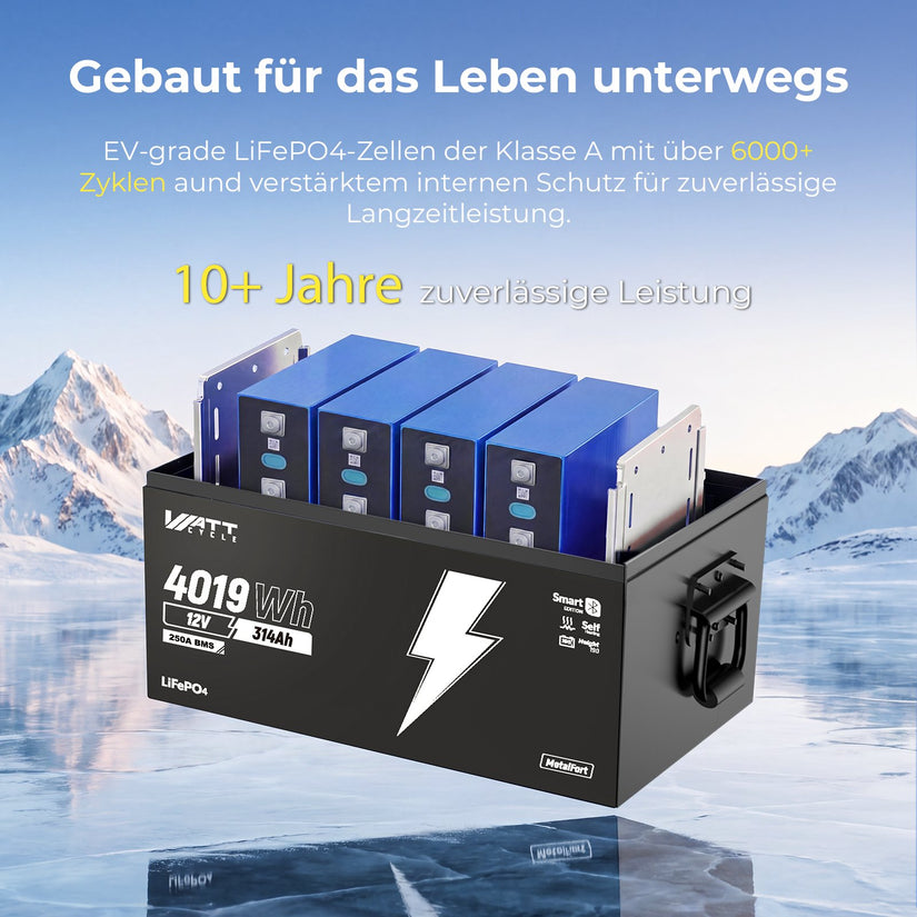 Untersitz-Version! LiFePO4 Untersitz Batterie 12V 314Ah mit Bluetooth & Heizung, ECE R10 Zulassung
