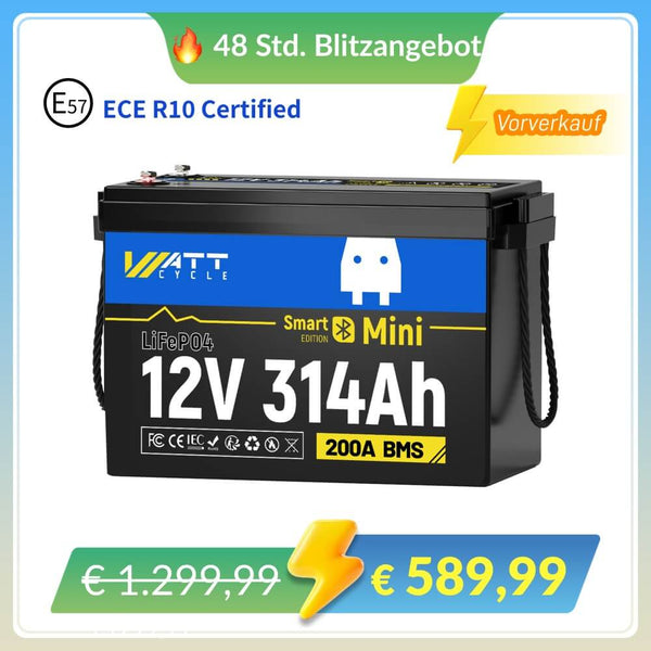 WattCycle Smart Version LiFePO4 12V 314Ah Mini Lithium Batterie im Blitzangebot