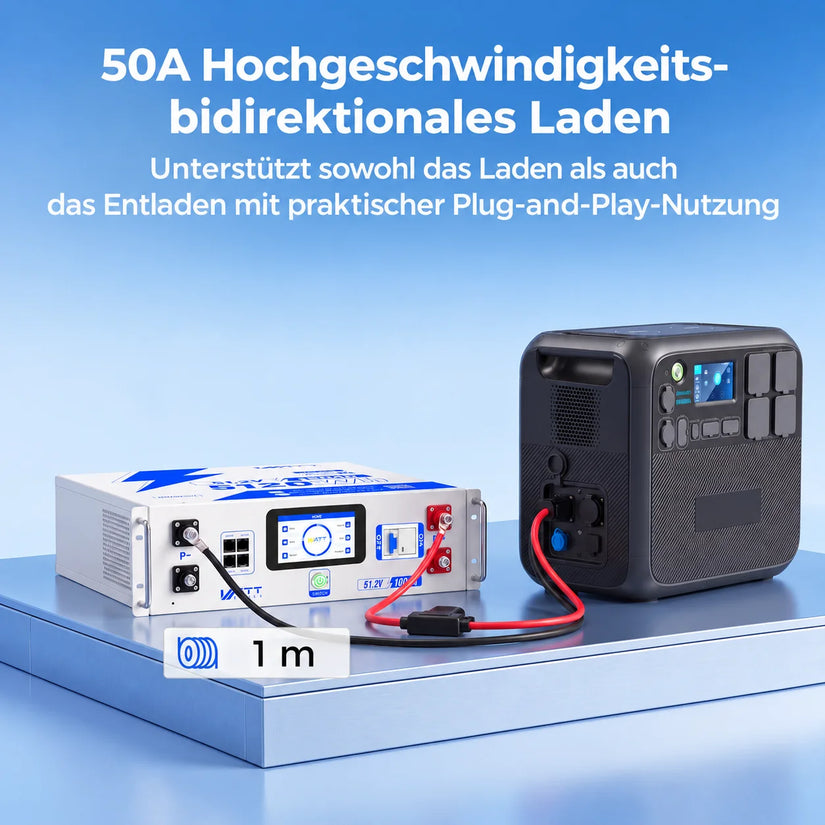 WattCycle Verbindungskabel für BLUETTI AC200MAX mit 50A bidirektionaler Lade- und Entladefunktion und 1 m Kabellänge