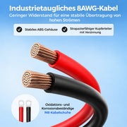 WattCycle Verbindungskabel für BLUETTI AC200MAX mit 8AWG Kupferkabel, robustem ABS-Gehäuse und korrosionsbeständigen M8-Kabelschuhen