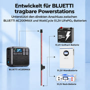 WattCycle Verbindungskabel für BLUETTI AC200MAX zum Anschluss von 51,2V LiFePO4 Batterien, kompatibel mit Golfcart-, Wand- und Rack-Batterien